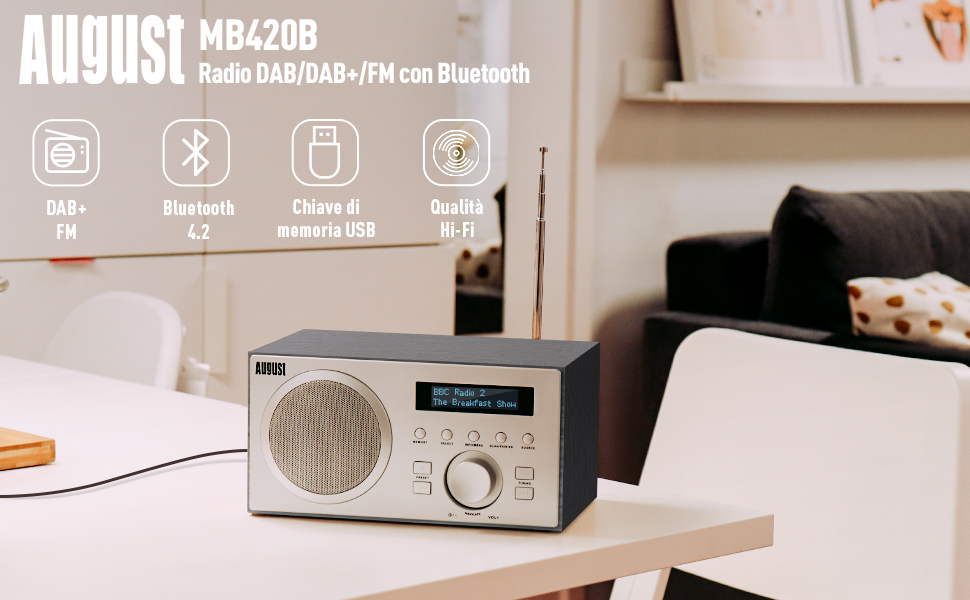 Radio DAB FM Bluetooth August MB420