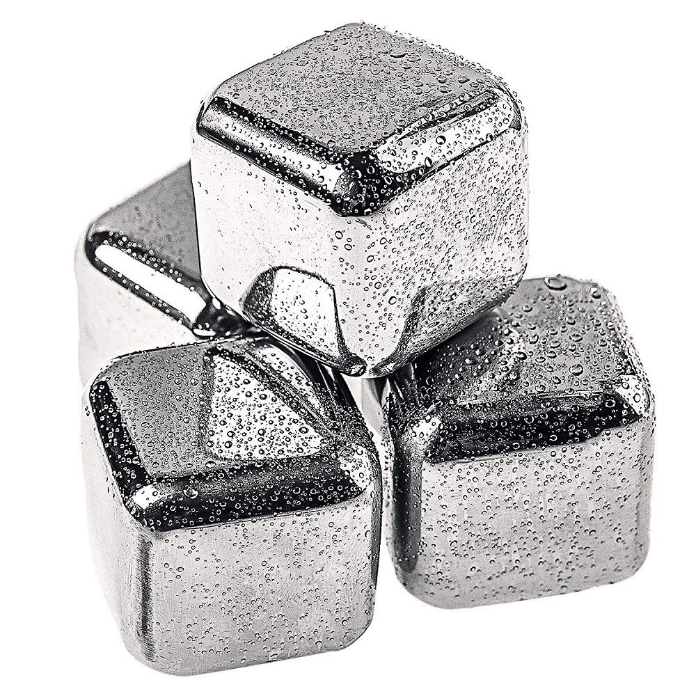 Daffodil - Cubitos de hielo de acero inoxidable, acero inoxidable, Plateado, 8 Pack with Tong