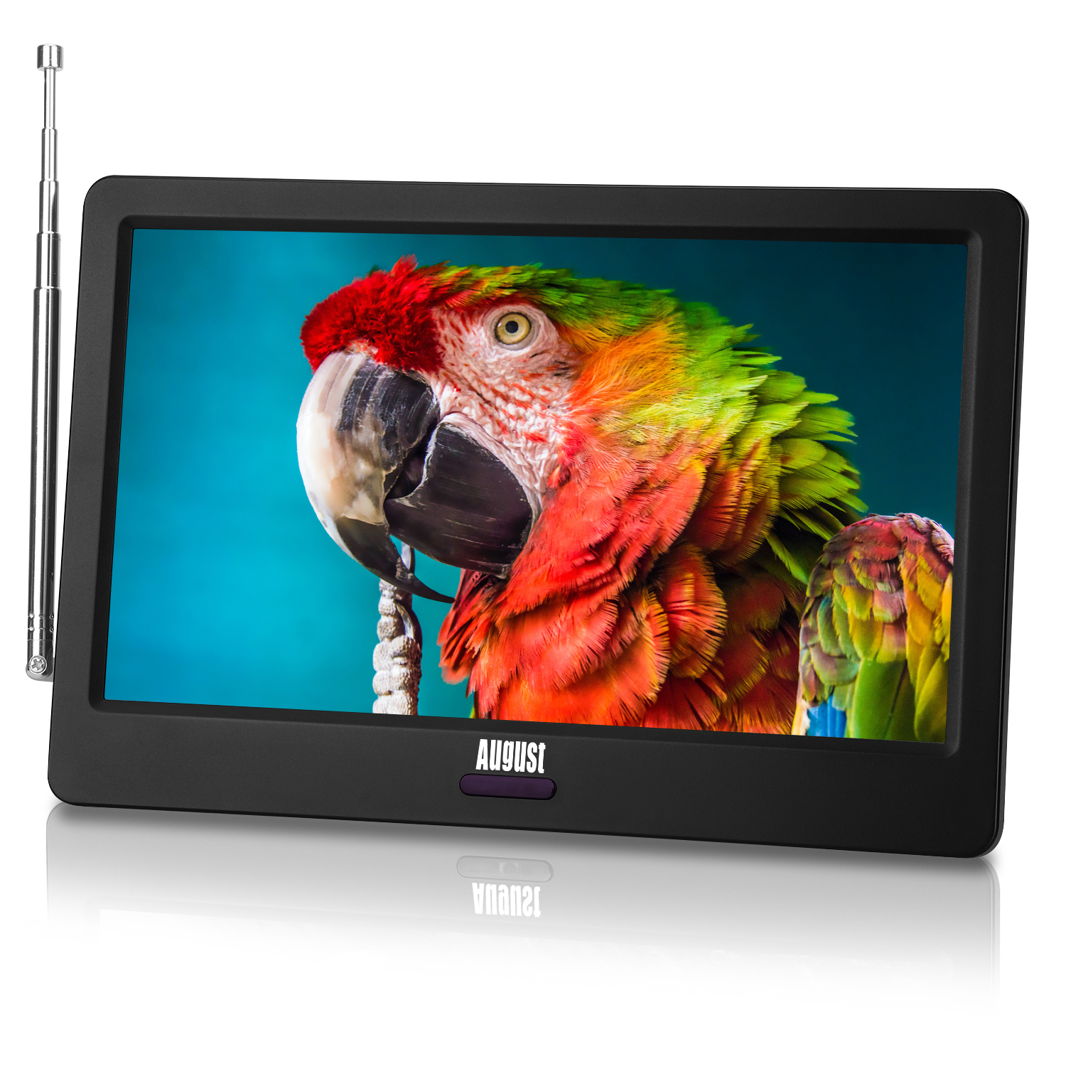 9 Pulgadas TV Portátil - August DA900D Televisor Digital DVB-T-T2 /HEVC H.265 Pantalla LCD Pequeña TV Analógica con Puerto AV/ HDMI /USB 1800 mAh Baterías Recargables para Cámara/ Cocina/ Caravana