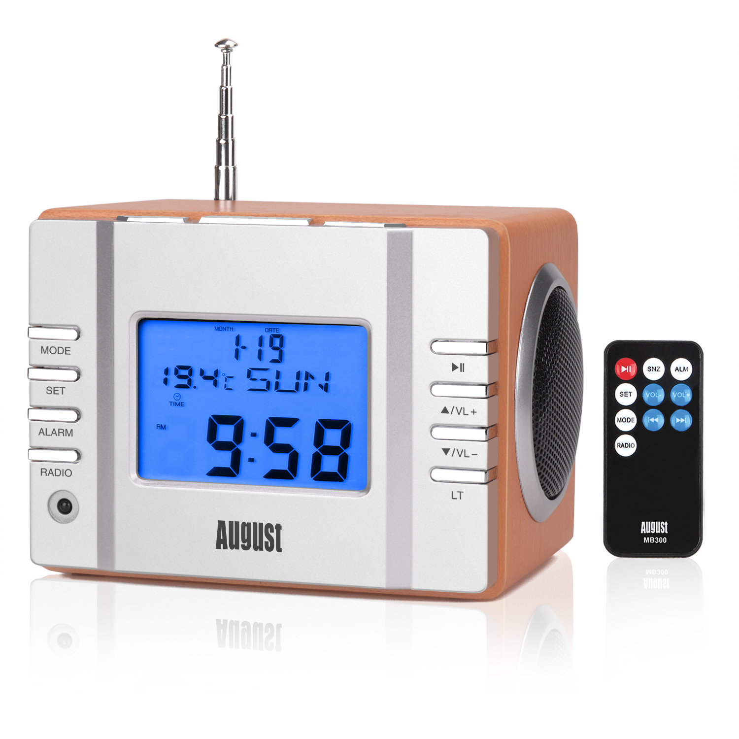 Poste Radio FM et Réveil USB Rechargeable - Bois clair