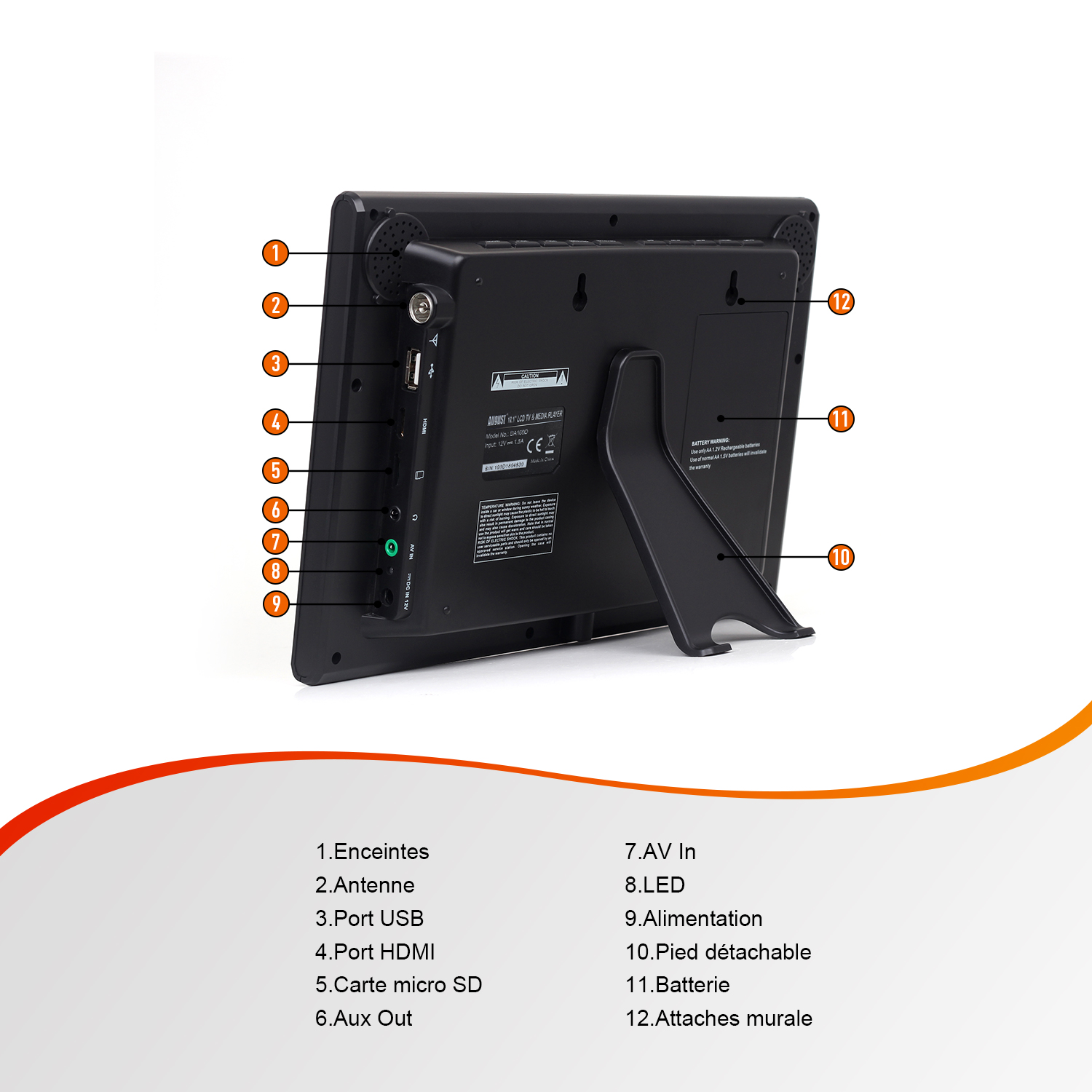 August DA100D TV Portatile TDT HD Da 10 Pollici – DVB-T2, PVR, HDMI E Alimentazione Multipla!