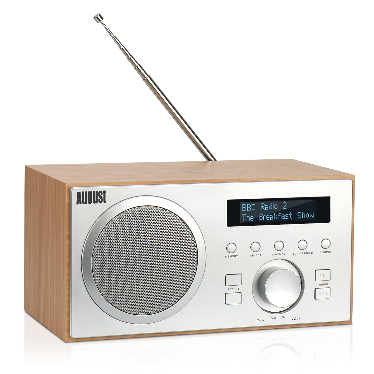 Radio FM DAB DAB+ Bluetooth y Reloj Despertador - Madera Negra