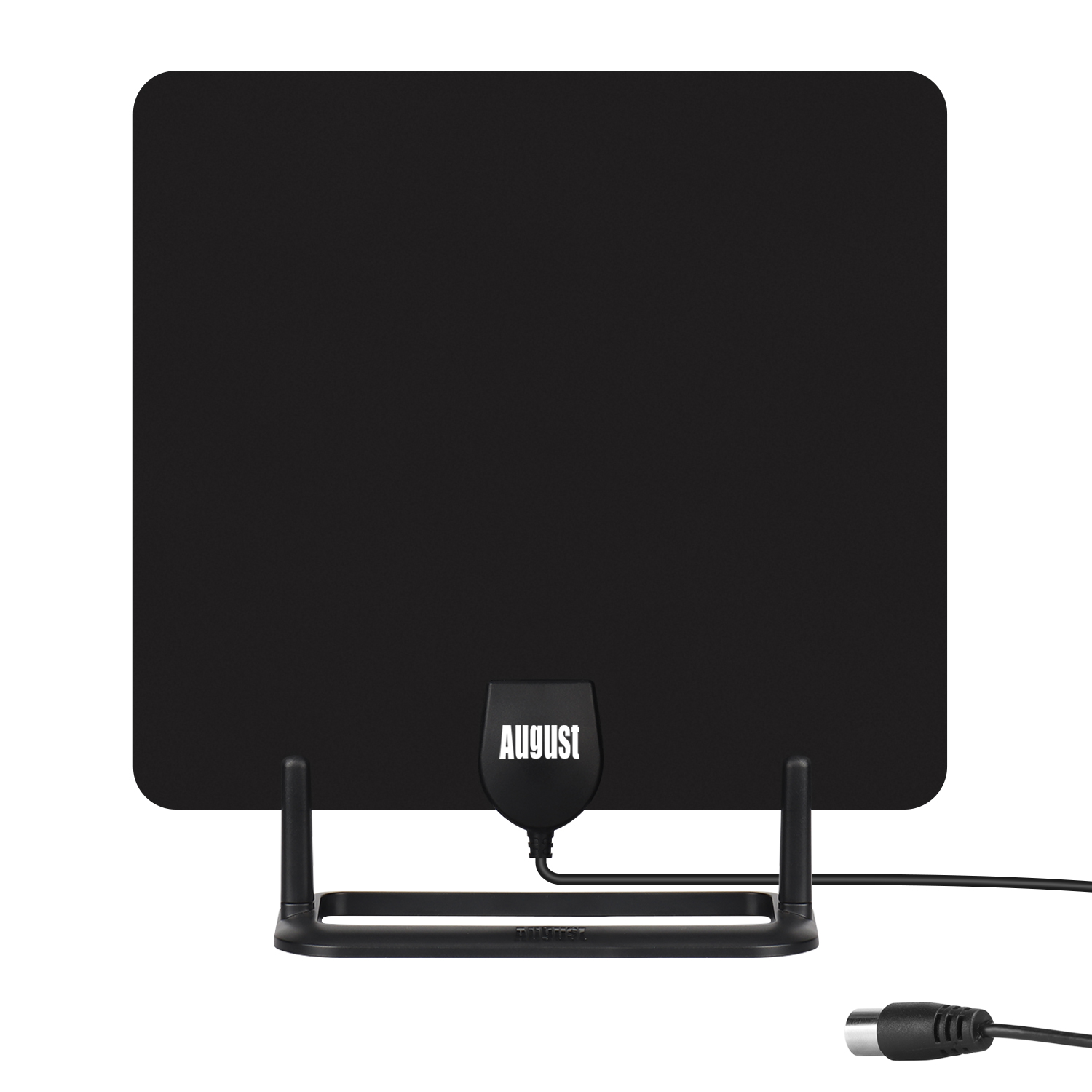 Antena de TV para Interiores Potente - August DTA450 Antena de HDTV Digital para VHF UHF TDT DVB-T/DVB-T2 Canales de TV Gratuitos Antena TV Portátil con Cable Coaxial de 3m y Soporte
