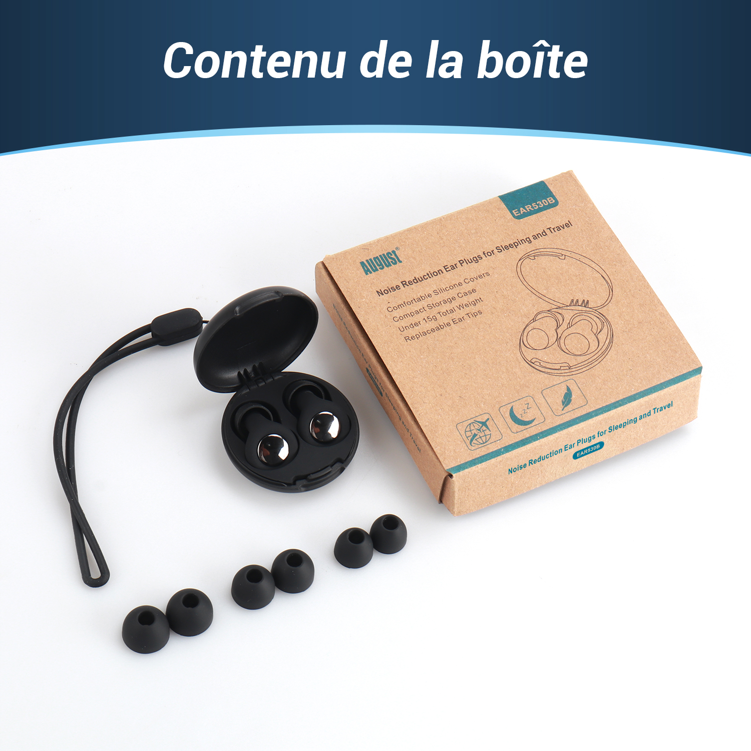 Bouchons d'oreilles EAR530 pour dormir, conçus pour atténuer les ronflements, le bruit du trafic, et adaptés aux petites oreilles, aide à réduire l'anxiété.