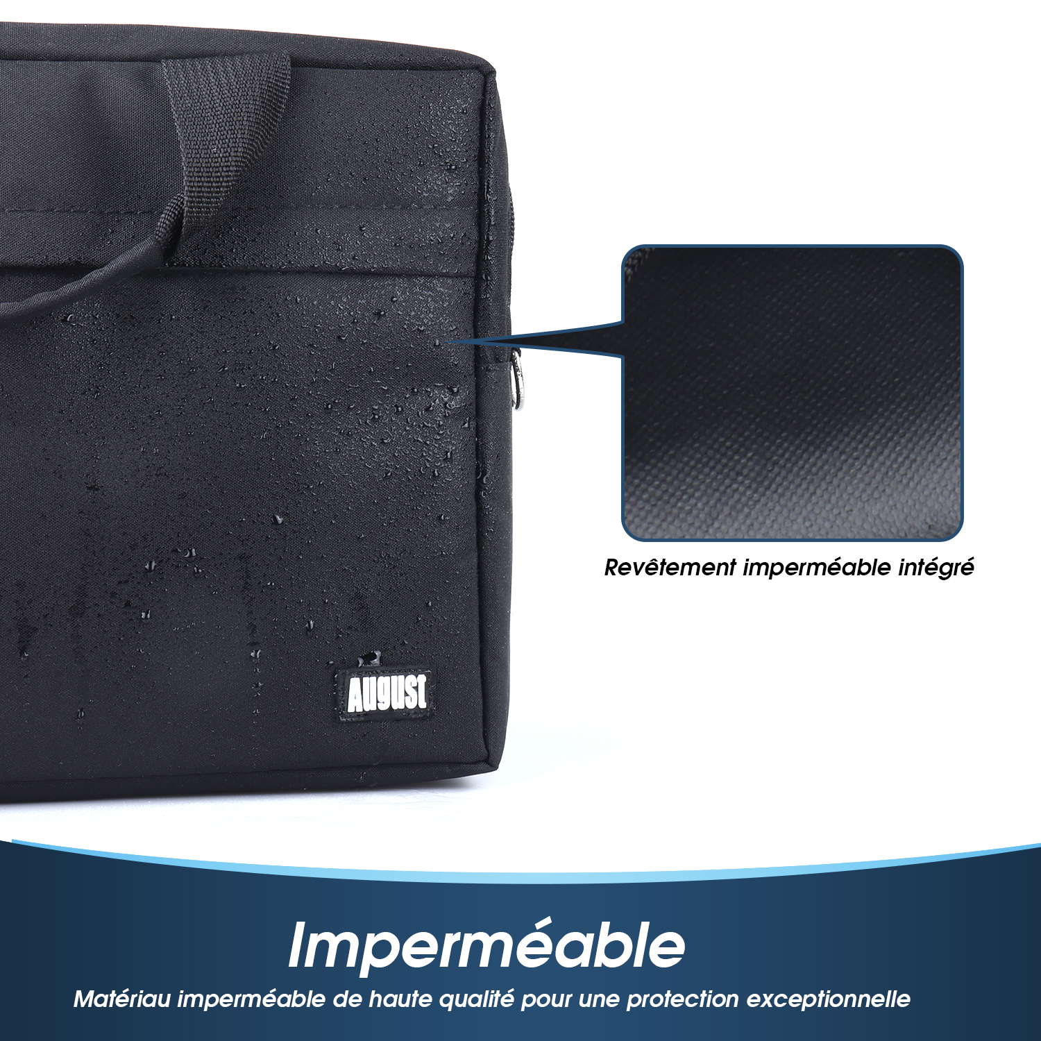 Sacoche en tissu de 13 pouces pour ordinateur portable avec bandoulière - Modèle Tech August BAG383