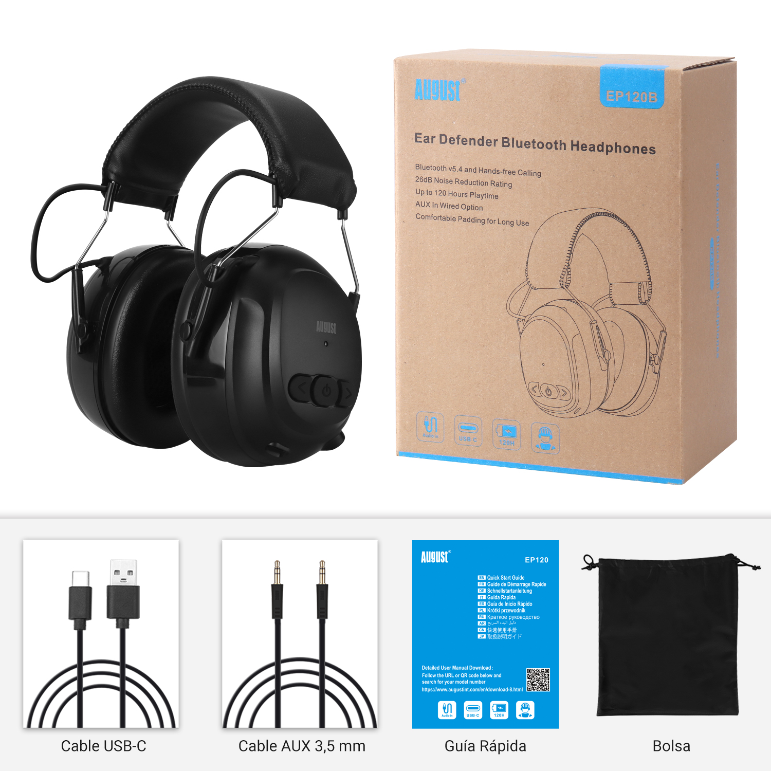Auriculares con cancelación de ruido Bluetooth 5.4 con SNR de 30 dB y micrófono incorporado