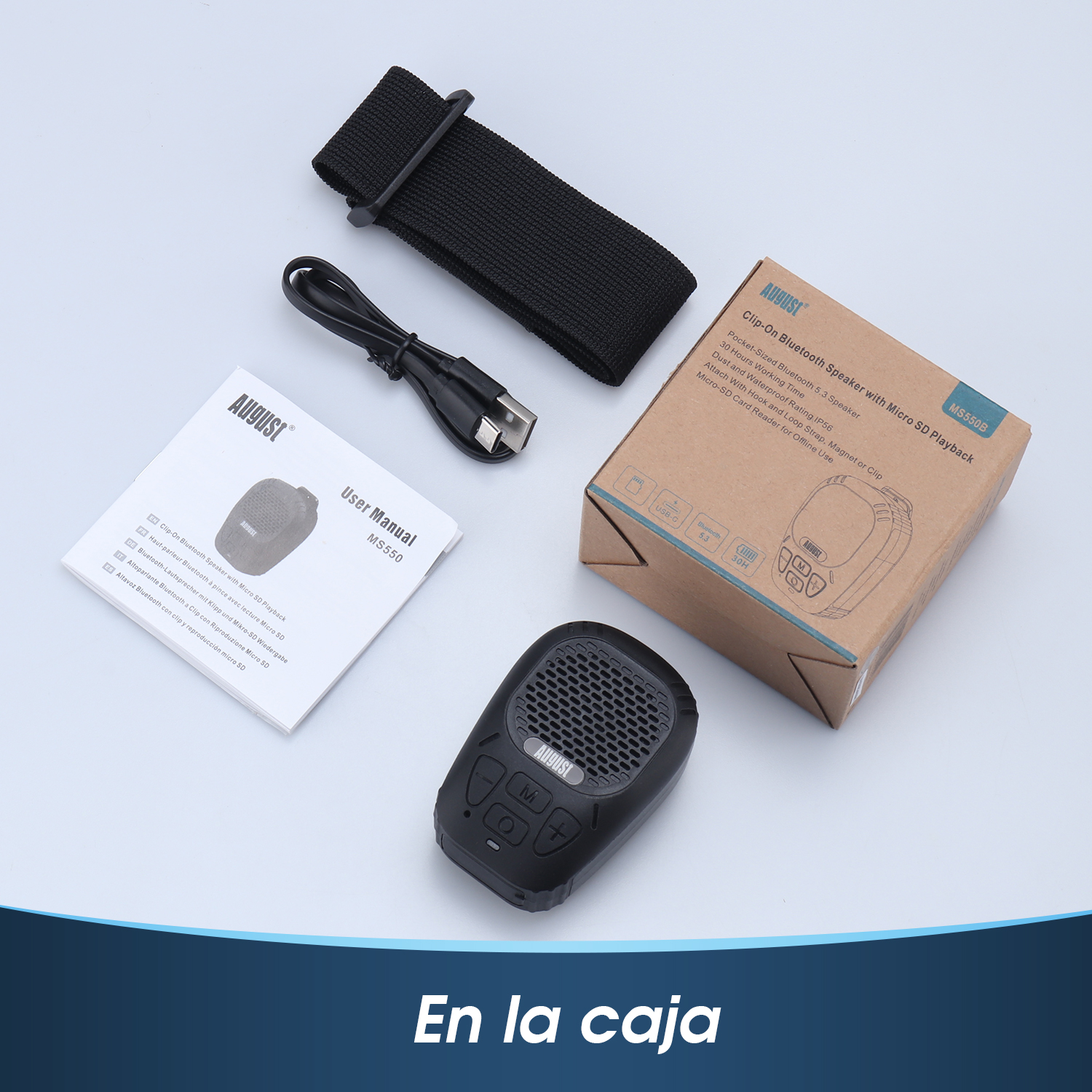 Mini altavoz Bluetooth resistente al agua para ciclismo, senderismo y actividades al aire libre - August MS550