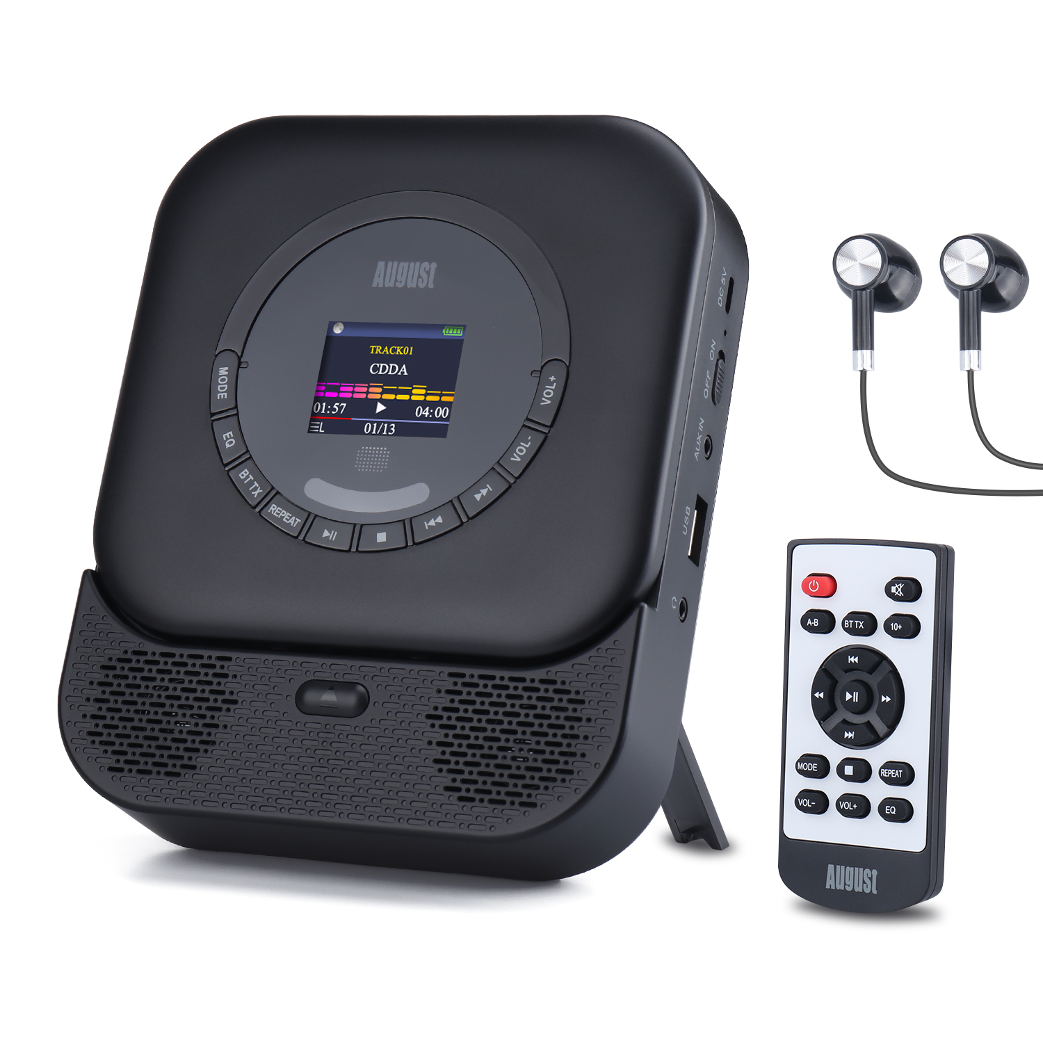 Przenośny odtwarzacz CD i MP3 z Bluetooth USB i głośnikami August SE15