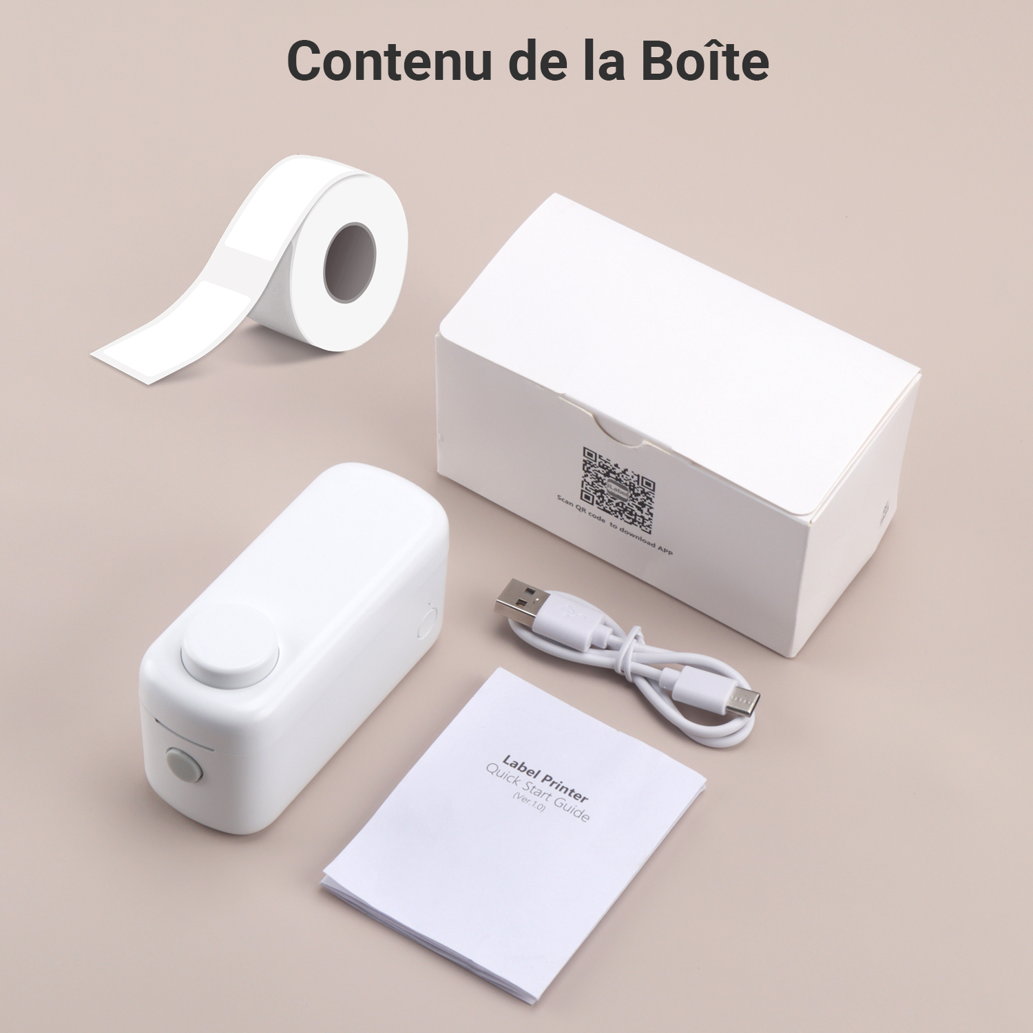 Étiqueteuse mini Bluetooth August LBP160W avec ruban adhésif, imprimante thermique sans encre avec découpeuse